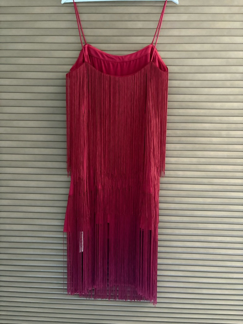 Commense Fringe Slip Dress in Burgundy - Picture 4 of 6